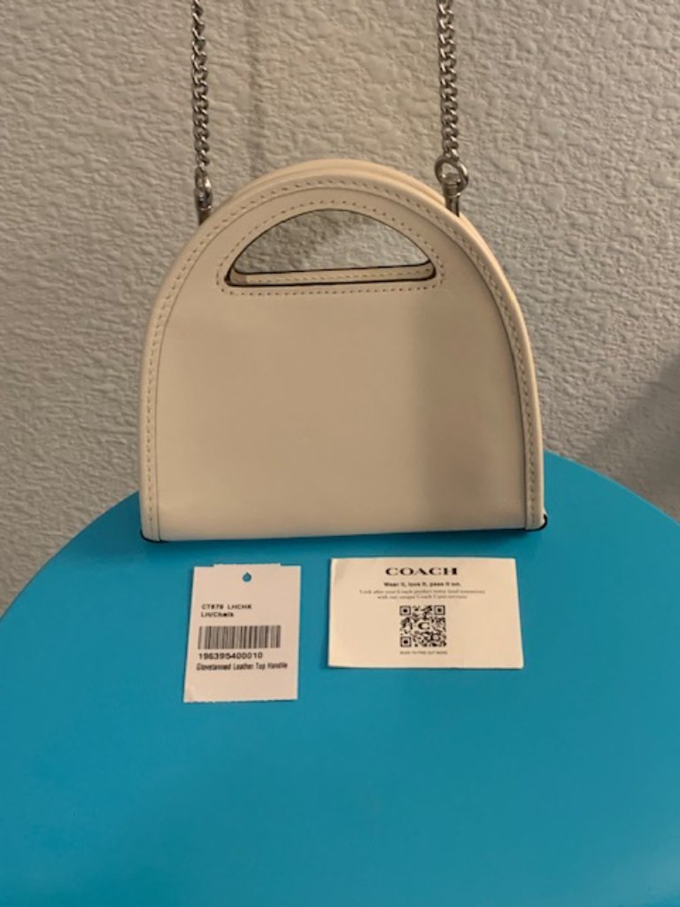 Nwt Coach Mini Leather Top Handle Crossbody Bag Chalk White Ct879